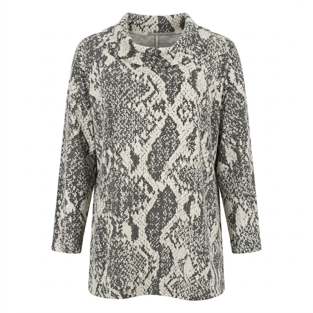 NEW Ruby Rd. Road Women's Plus 3X Snakeskin Print Cowl Neck Blouse 3/4 Sleeve